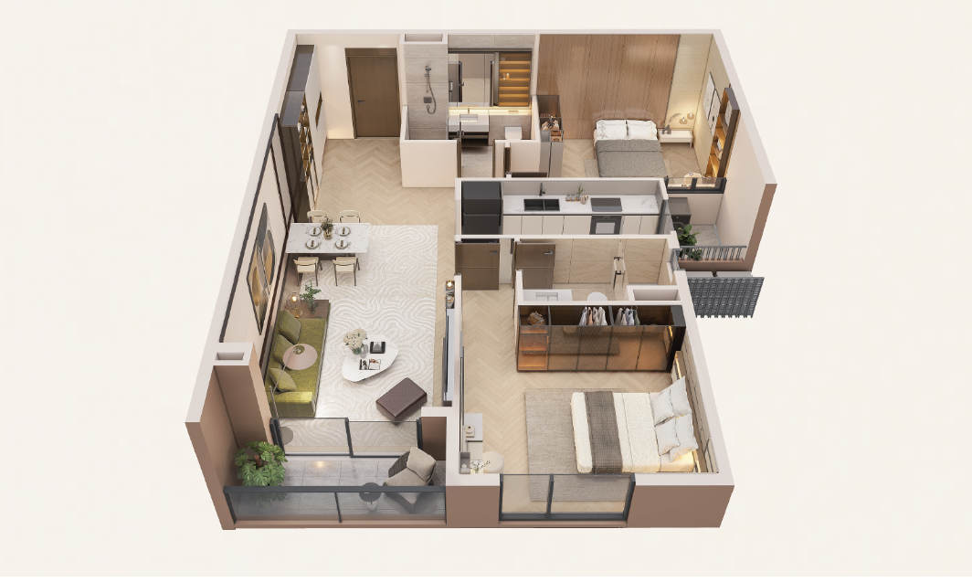 Căn hộ 2 phòng ngủ